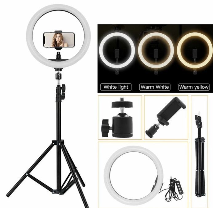 12 inch Selfie RING Light with 76 inch Tripod Stand & Cell Phone Holder for Live Stream